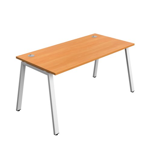 Synergy Bench with Cable Ports: 1 Person (FSC) : A-Frame Leg : 1600 800 Beech/White