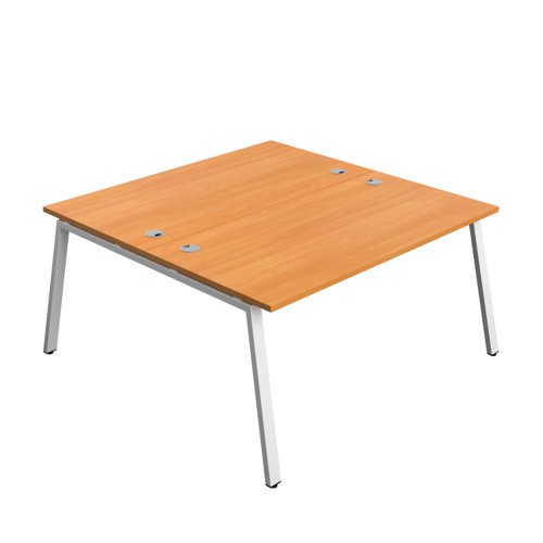 Synergy Bench with Cable Ports: 2 Person (FSC) : A-Frame Leg : 1600 800 Beech/White