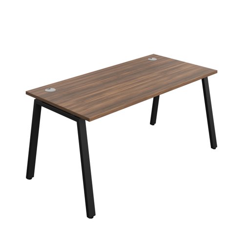 Synergy Bench with Cable Ports: 1 Person (FSC) : A-Frame Leg : 1600 800 Dark Walnut/Black