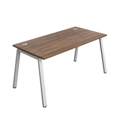 Synergy Bench with Cable Ports: 1 Person (FSC) : A-Frame Leg : 1600 800 Dark Walnut/Silver