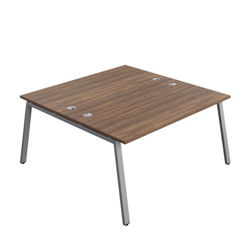 Synergy Bench with Cable Ports: 2 Person (FSC) : A-Frame Leg : 1600 800 Dark Walnut/Silver