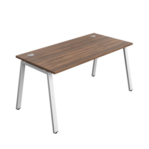 Synergy Bench with Cable Ports: 1 Person (FSC) : A-Frame Leg : 1600 800 Dark Walnut/White