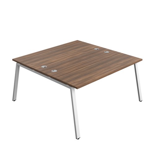Synergy Bench with Cable Ports: 2 Person (FSC) : A-Frame Leg : 1600 800 Dark Walnut/White