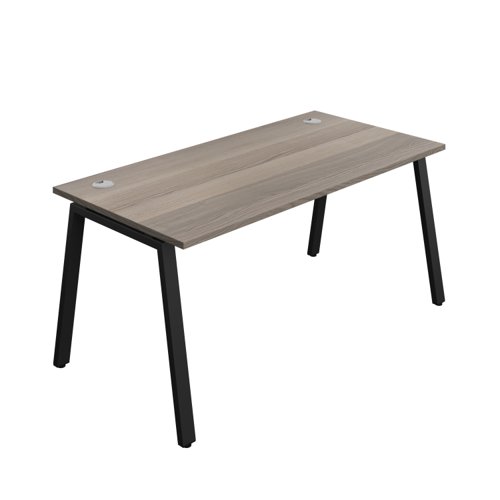 Synergy Bench with Cable Ports: 1 Person (FSC) : A-Frame Leg : 1600 800 Grey Oak/Black