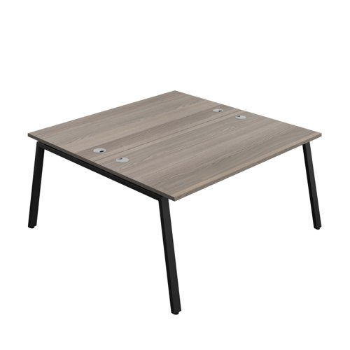 Synergy Bench with Cable Ports: 2 Person (FSC) : A-Frame Leg : 1600 800 Grey Oak/Black