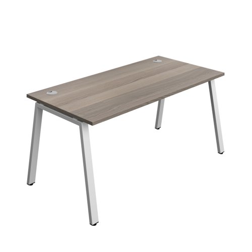 Synergy Bench with Cable Ports: 1 Person (FSC) : A-Frame Leg : 1600 800 Grey Oak/Silver