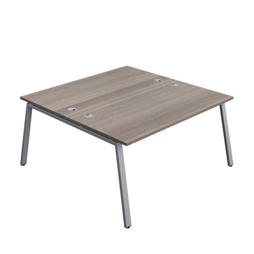 Synergy Bench with Cable Ports: 2 Person (FSC) : A-Frame Leg : 1600 800 Grey Oak/Silver
