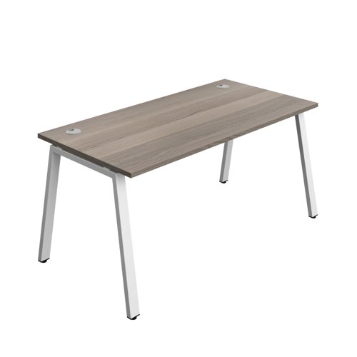 Synergy Bench with Cable Ports: 1 Person (FSC) : A-Frame Leg : 1600 800 Grey Oak/White