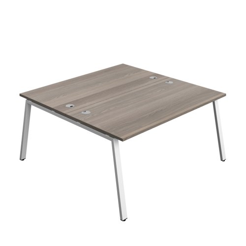 Synergy Bench with Cable Ports: 2 Person (FSC) : A-Frame Leg : 1600 800 Grey Oak/White