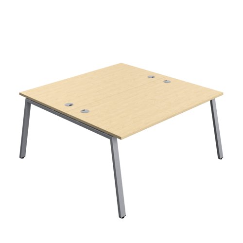 Synergy Bench with Cable Ports: 2 Person (FSC) : A-Frame Leg : 1600 800 Maple/Silver