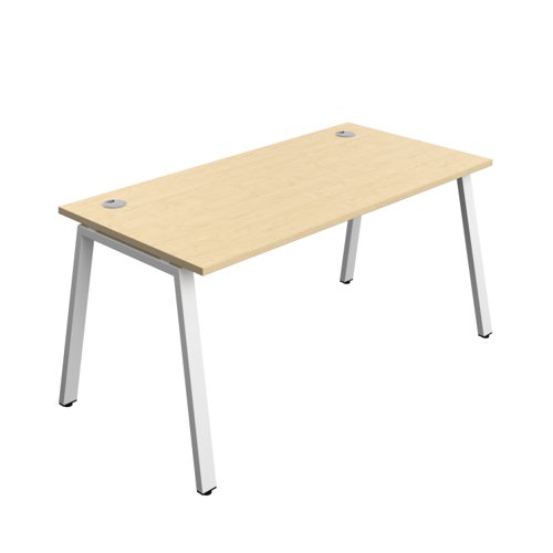 Synergy Bench with Cable Ports: 1 Person (FSC) : A-Frame Leg : 1600 800 Maple/White