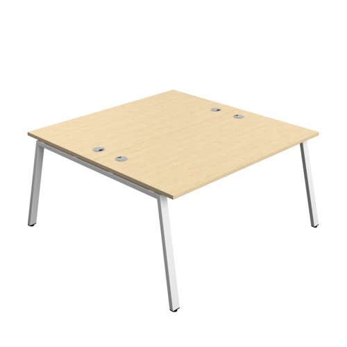 Synergy Bench with Cable Ports: 2 Person (FSC) : A-Frame Leg : 1600 800 Maple/White