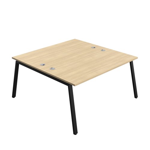 Synergy Bench with Cable Ports: 2 Person (FSC) : A-Frame Leg : 1600 800 Nova Oak/Black