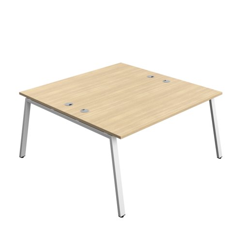 Synergy Bench with Cable Ports: 2 Person (FSC) : A-Frame Leg : 1600 800 Nova Oak/White