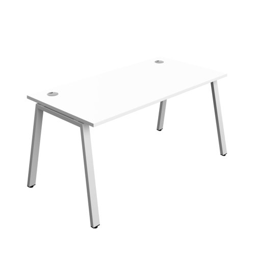 Synergy Bench with Cable Ports: 1 Person (FSC) : A-Frame Leg : 1600 800 White/Silver