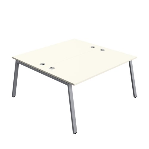 Synergy Bench with Cable Ports: 2 Person (FSC) : A-Frame Leg : 1600 800 White/Silver