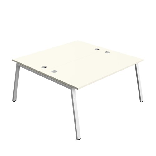 Synergy Bench with Cable Ports: 2 Person (FSC) : A-Frame Leg : 1600 800 White/White