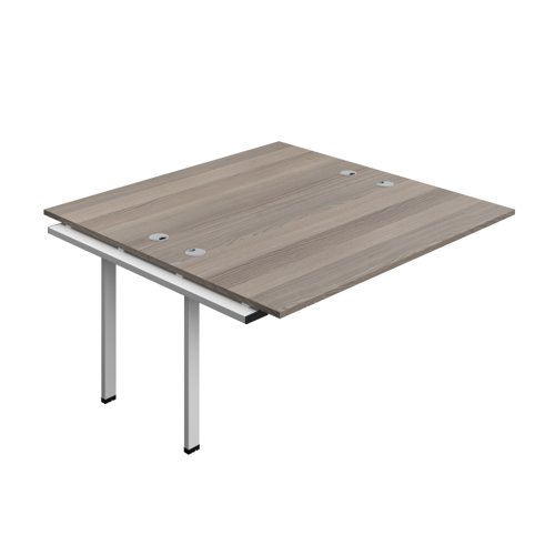 Synergy Bench Extension with Cable Ports: 2 Person (FSC) : 1600 800 Grey Oak/Silver
