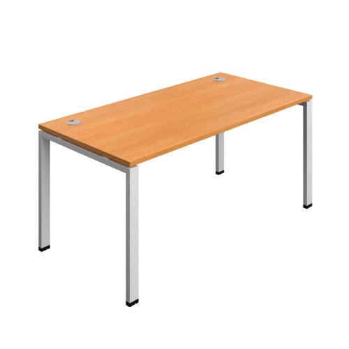 Synergy Bench with Cable Ports: 1 Person (FSC) : Goal Post Leg : 1600 800 Beech/Silver