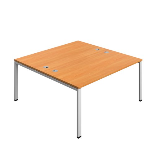 Synergy Bench with Cable Ports: 2 Person (FSC) : Goal Post Leg : 1600 800 Beech/Silver