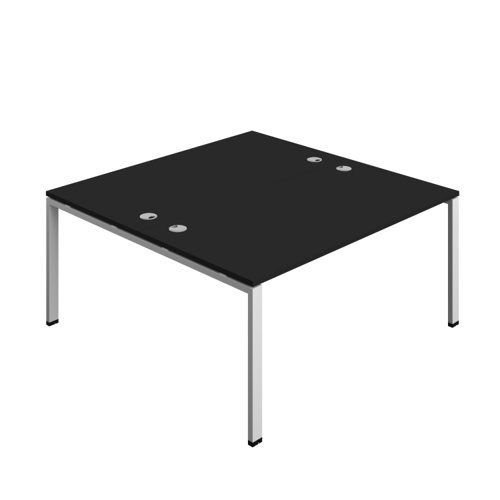 Synergy Bench with Cable Ports: 2 Person (FSC) : Goal Post Leg : 1600 800 Black/Silver
