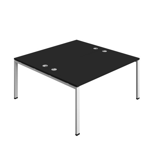 Synergy Bench with Cable Ports: 2 Person (FSC) : Goal Post Leg : 1600 800 Black/White