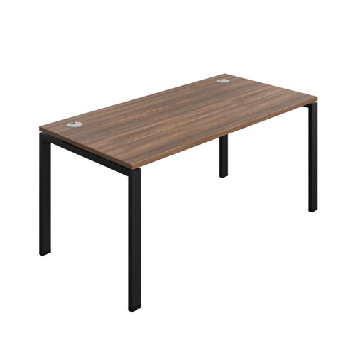 Synergy Bench with Cable Ports: 1 Person (FSC) : Goal Post Leg : 1600 800 Dark Walnut/Black