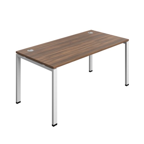 Synergy Bench with Cable Ports: 1 Person (FSC) : Goal Post Leg : 1600 800 Dark Walnut/White