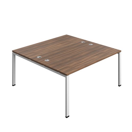 Synergy Bench with Cable Ports: 2 Person (FSC) : Goal Post Leg : 1600 800 Dark Walnut/White