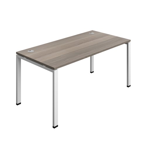Synergy Bench with Cable Ports: 1 Person (FSC) : Goal Post Leg : 1600 800 Grey Oak/White