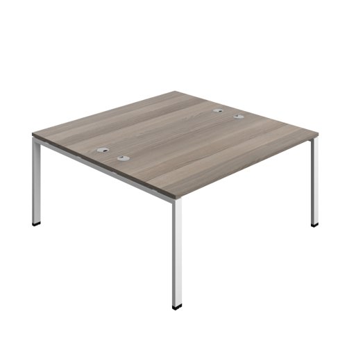 Synergy Bench with Cable Ports: 2 Person (FSC) : Goal Post Leg : 1600 800 Grey Oak/White
