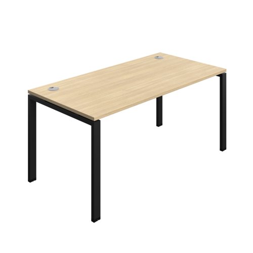 Synergy Bench with Cable Ports: 1 Person (FSC) : Goal Post Leg : 1600 800 Nova Oak/Black