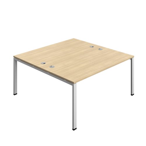 Synergy Bench with Cable Ports: 2 Person (FSC) : Goal Post Leg : 1600 800 Nova Oak/Silver