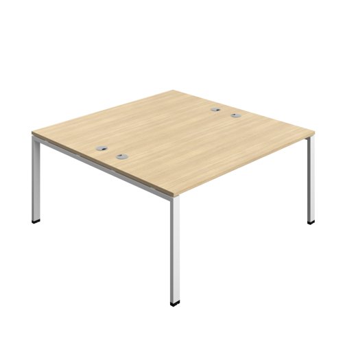 Synergy Bench with Cable Ports: 2 Person (FSC) : Goal Post Leg : 1600 800 Nova Oak/White