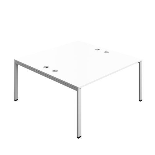 Synergy Bench with Cable Ports: 2 Person (FSC) : Goal Post Leg : 1600 800 White/Silver