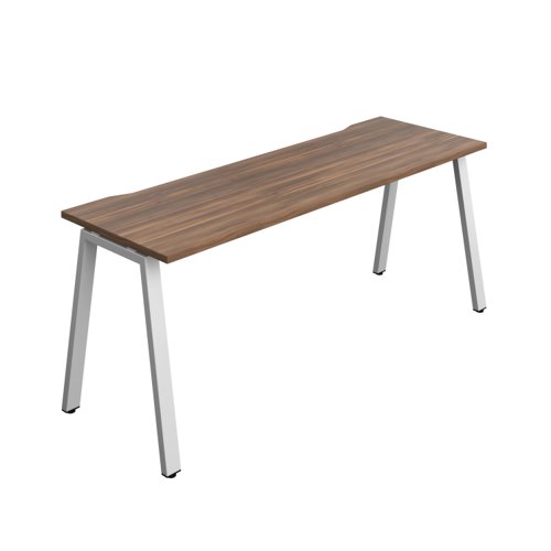 Synergy Bench with Cut Out: 1 Person (FSC) : A-Frame Leg : 1800 600 Dark Walnut/Silver