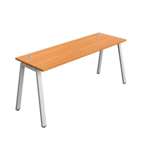 Synergy Bench with Cable Ports: 1 Person (FSC) : A-Frame Leg : 1800 600 Beech/Silver