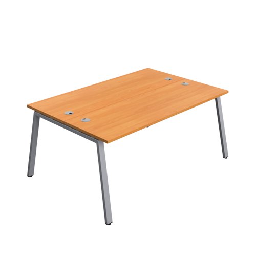 Synergy Bench with Cable Ports: 2 Person (FSC) : A-Frame Leg : 1800 600 Beech/Silver