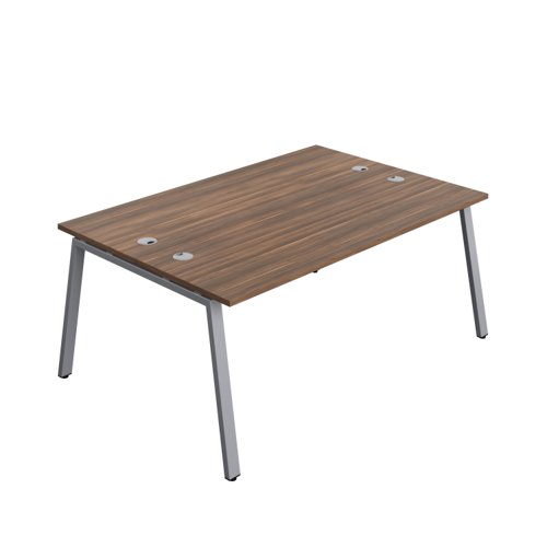 Synergy Bench with Cable Ports: 2 Person (FSC) : A-Frame Leg : 1800 600 Dark Walnut/Silver