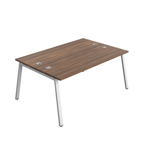 Synergy Bench with Cable Ports: 2 Person (FSC) : A-Frame Leg : 1800 600 Dark Walnut/White