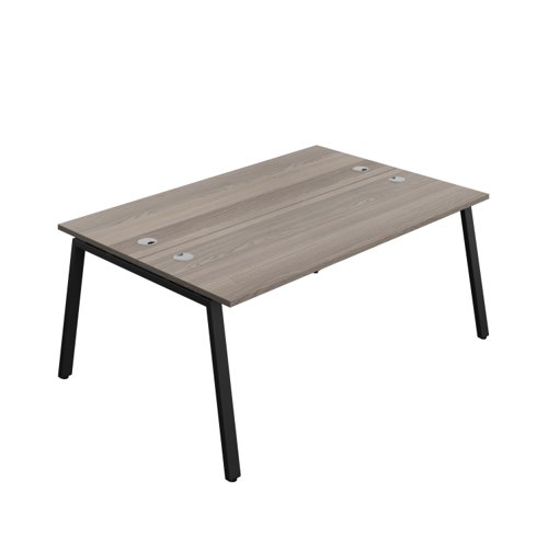 Synergy Bench with Cable Ports: 2 Person (FSC) : A-Frame Leg : 1800 600 Grey Oak/Black