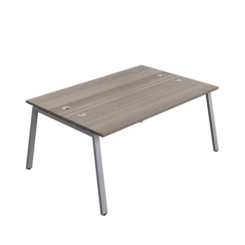 Synergy Bench with Cable Ports: 2 Person (FSC) : A-Frame Leg : 1800 600 Grey Oak/Silver