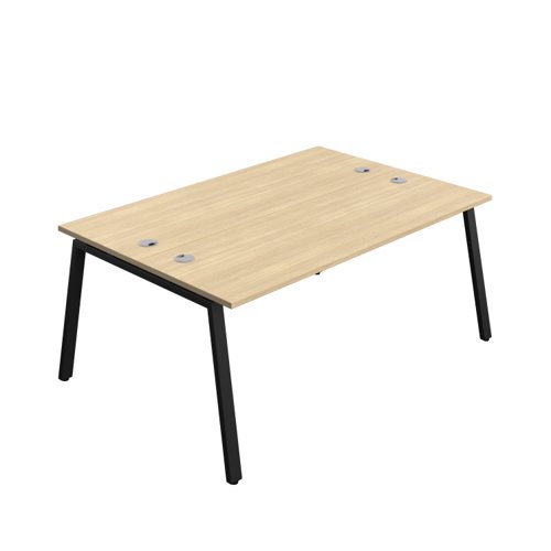 Synergy Bench with Cable Ports: 2 Person (FSC) : A-Frame Leg : 1800 600 Nova Oak/Black