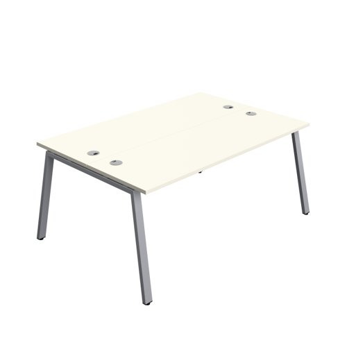 Synergy Bench with Cable Ports: 2 Person (FSC) : A-Frame Leg : 1800 600 White/Silver