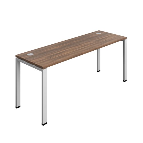 Synergy Bench with Cable Ports: 1 Person (FSC) : Goal Post Leg : 1800 600 Dark Walnut/Silver
