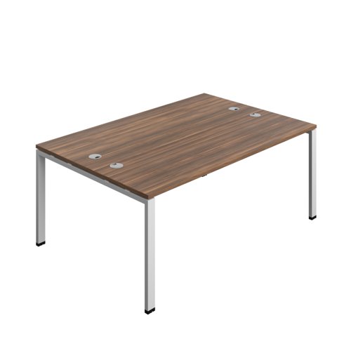 Synergy Bench with Cable Ports: 2 Person (FSC) : Goal Post Leg : 1800 600 Dark Walnut/Silver