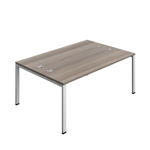 Synergy Bench with Cable Ports: 2 Person (FSC) : Goal Post Leg : 1800 600 Grey Oak/Silver