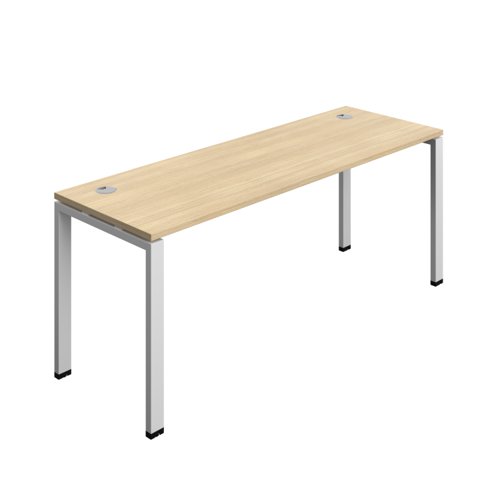 Synergy Bench with Cable Ports: 1 Person (FSC) : Goal Post Leg : 1800 600 Nova Oak/Silver