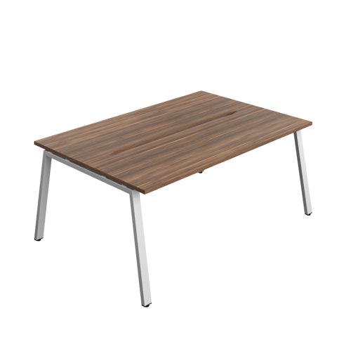 Synergy Bench with Cut Out: 2 Person (FSC) : A-Frame Leg : 1800 700 Dark Walnut/Silver