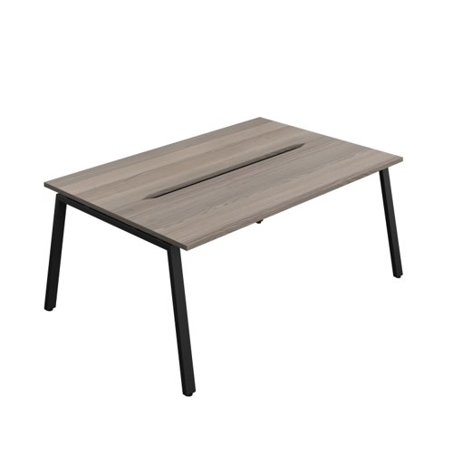 Synergy Bench with Cut Out: 2 Person (FSC) : A-Frame Leg : 1800 700 Grey Oak/Black